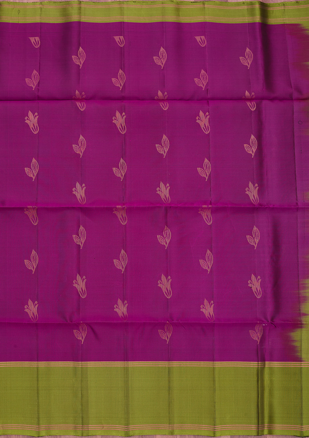 Magenta Pink Pure Opada Silk Buti Saree With Matching Blouse Piece