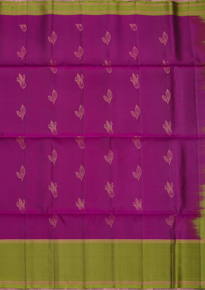 Magenta Pink Pure Opada Silk Buti Saree With Matching Blouse Piece