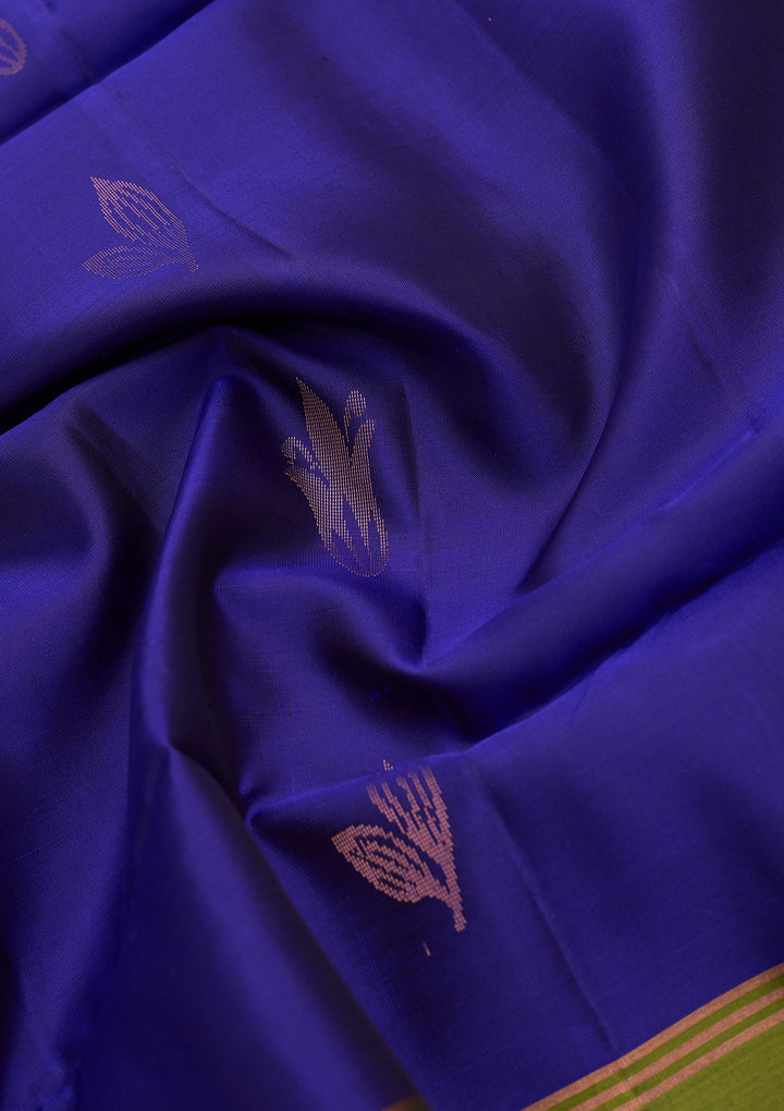 Royal Blue Pure Opada Silk Buti Saree With Matching Blouse Piece