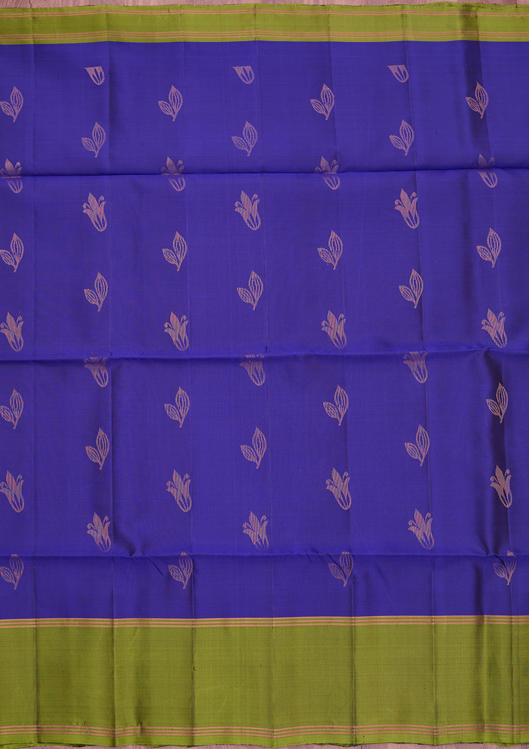 Royal Blue Pure Opada Silk Buti Saree With Matching Blouse Piece