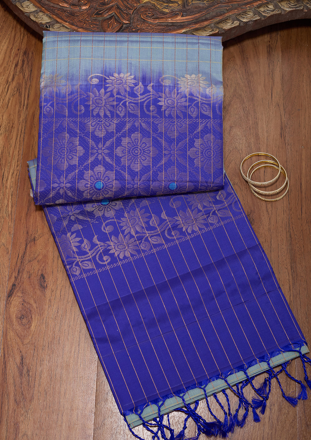 Light Grey Pure Opada Silk Buti Saree With Matching Blouse Piece