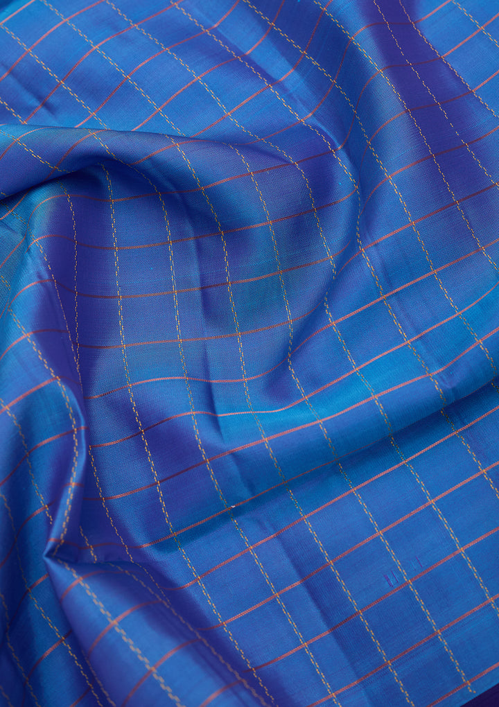 Sky Blue Pure Opada Silk Buti Saree With Matching Blouse Piece