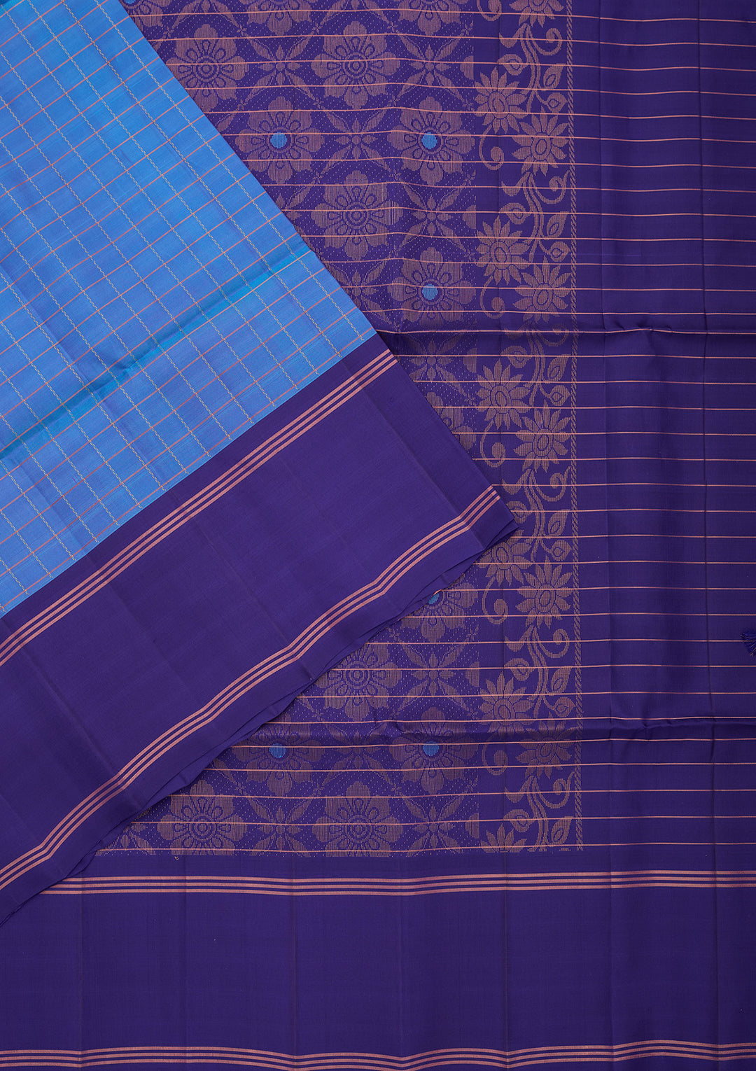 Sky Blue Pure Opada Silk Buti Saree With Matching Blouse Piece