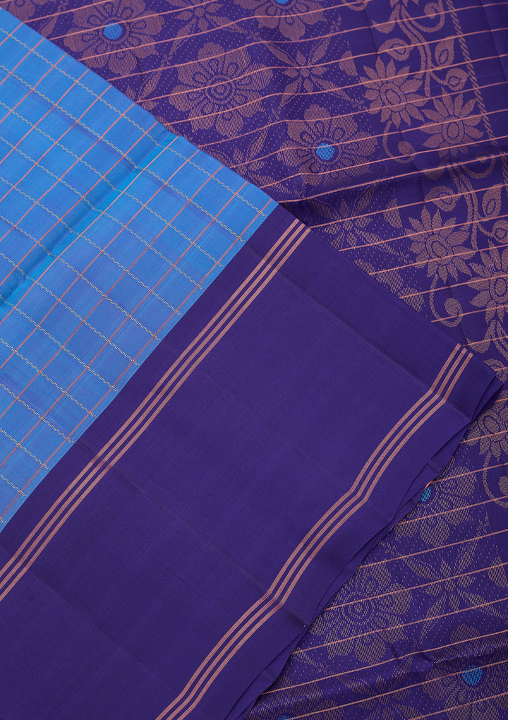Sky Blue Pure Opada Silk Buti Saree With Matching Blouse Piece