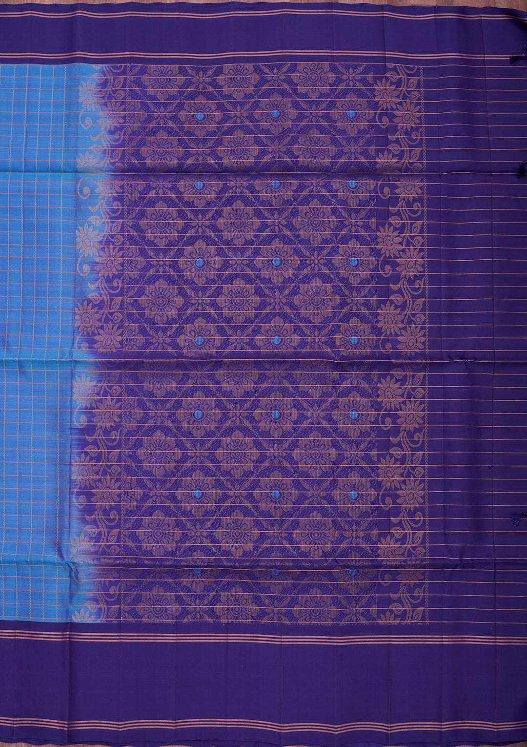 Sky Blue Pure Opada Silk Buti Saree With Matching Blouse Piece