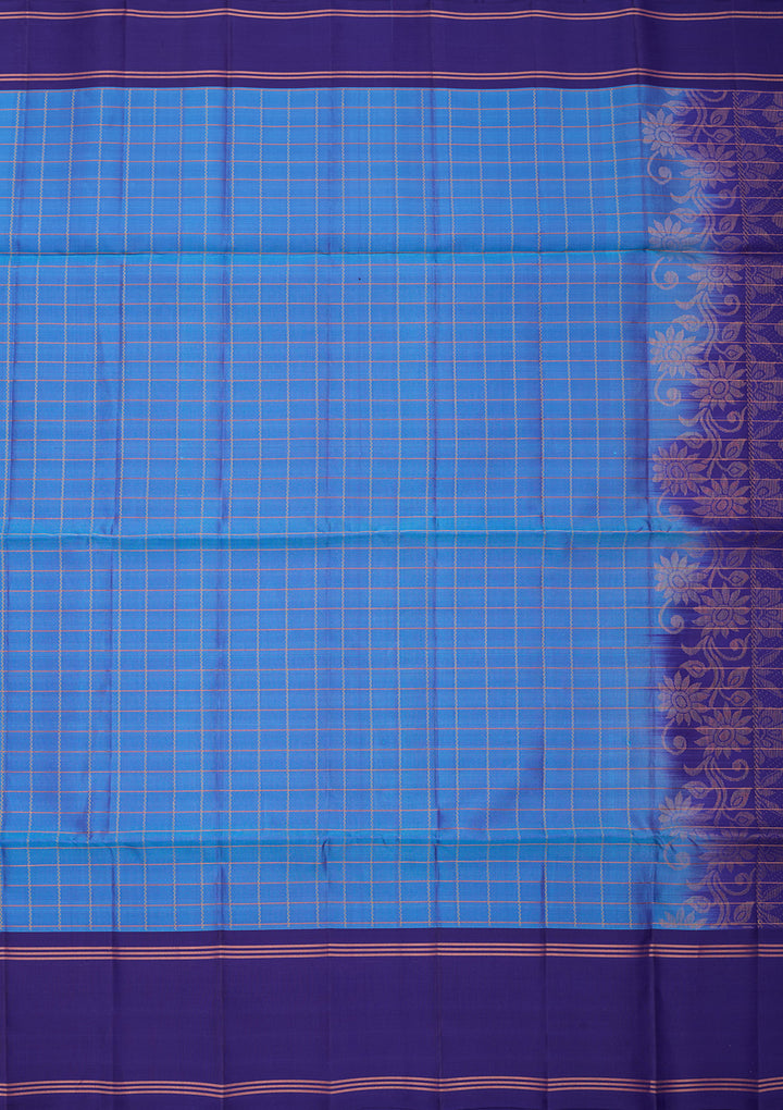Sky Blue Pure Opada Silk Buti Saree With Matching Blouse Piece