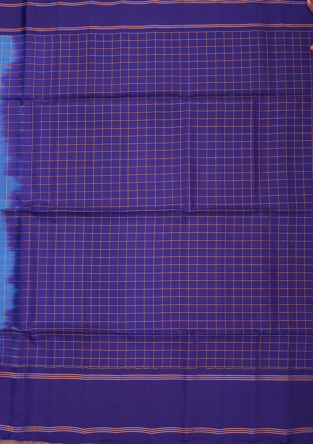 Sky Blue Pure Opada Silk Buti Saree With Matching Blouse Piece
