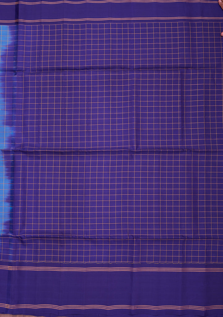 Sky Blue Pure Opada Silk Buti Saree With Matching Blouse Piece