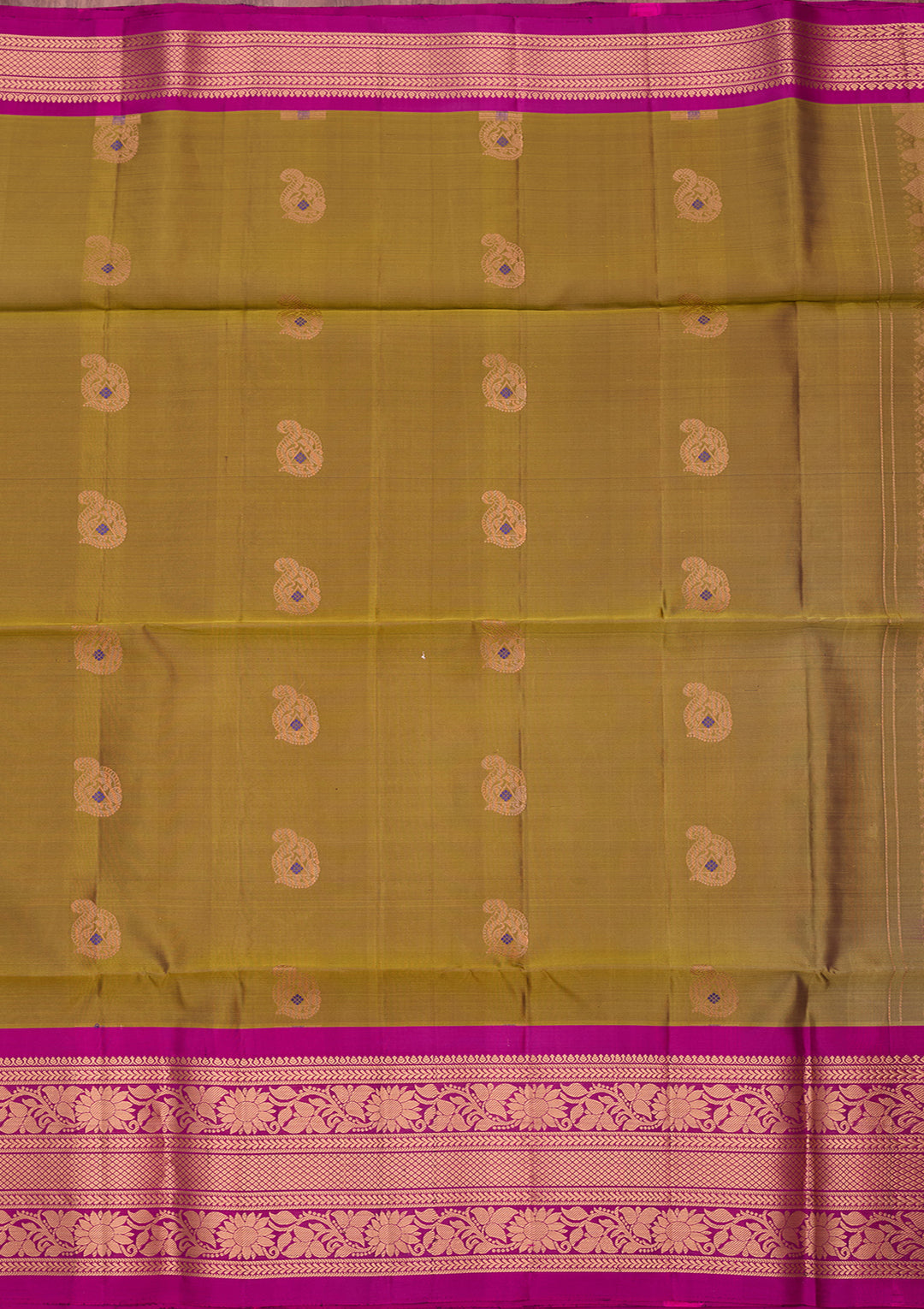 Mehendi Green Pure Opada Silk Buti Saree With Matching Blouse Piece