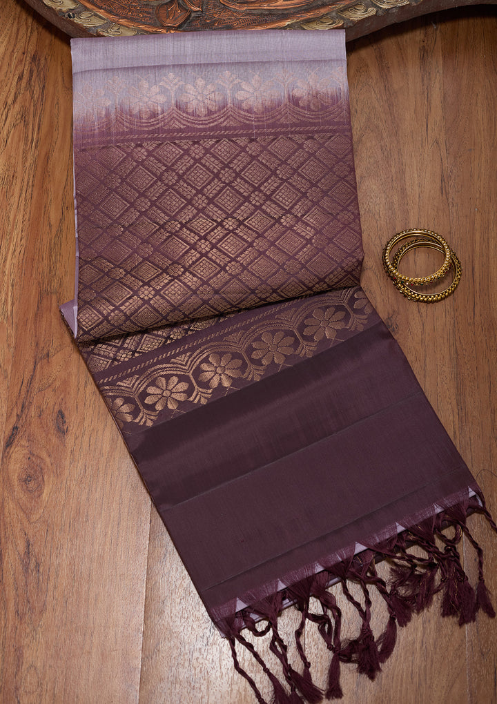 Light Lavender Pure Opada Silk Buti Saree With Matching Blouse Piece