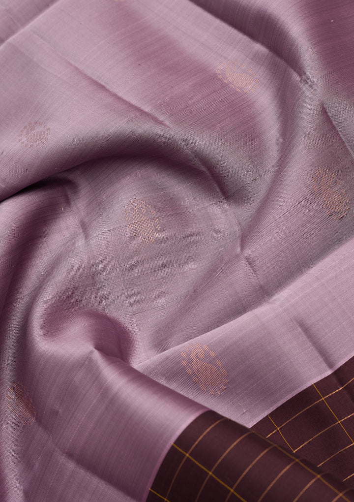 Light Lavender Pure Opada Silk Buti Saree With Matching Blouse Piece