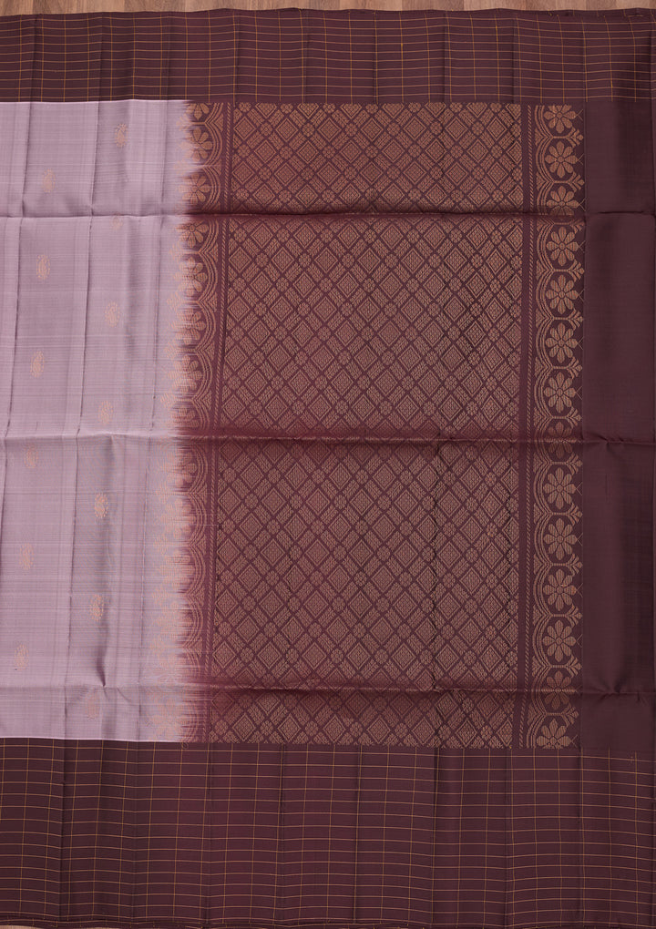 Light Lavender Pure Opada Silk Buti Saree With Matching Blouse Piece