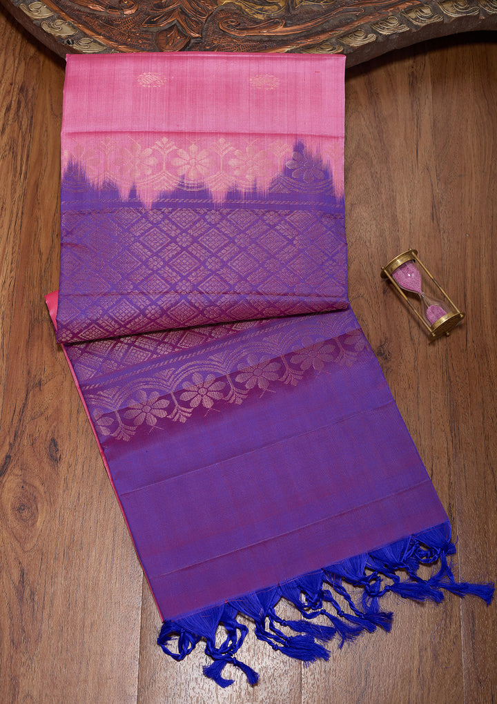Pink Pure Opada Silk Buti Saree With Matching Blouse Piece