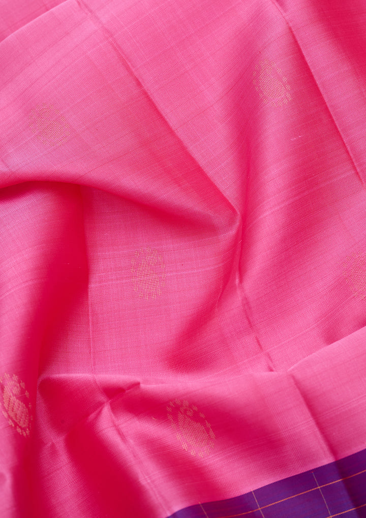 Pink Pure Opada Silk Buti Saree With Matching Blouse Piece