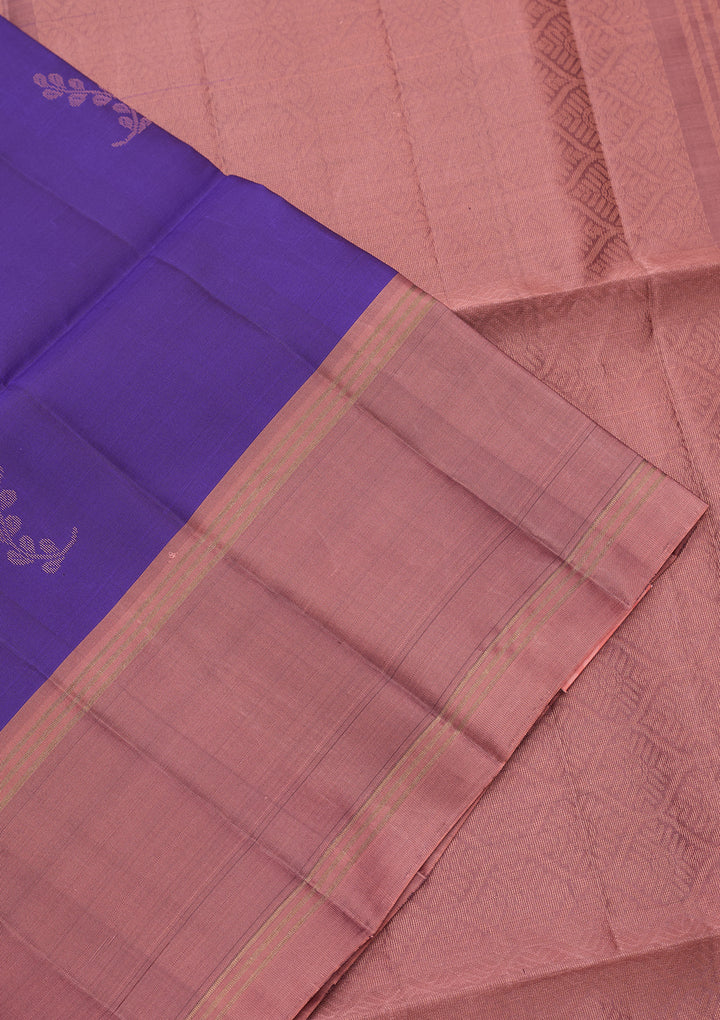 Royal Blue Pure Opada Silk Buti Saree With Matching Blouse Piece