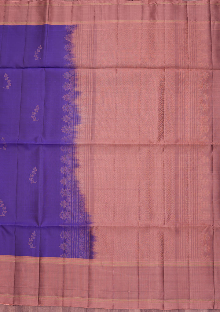 Royal Blue Pure Opada Silk Buti Saree With Matching Blouse Piece