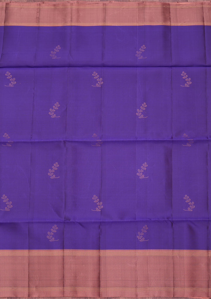 Royal Blue Pure Opada Silk Buti Saree With Matching Blouse Piece