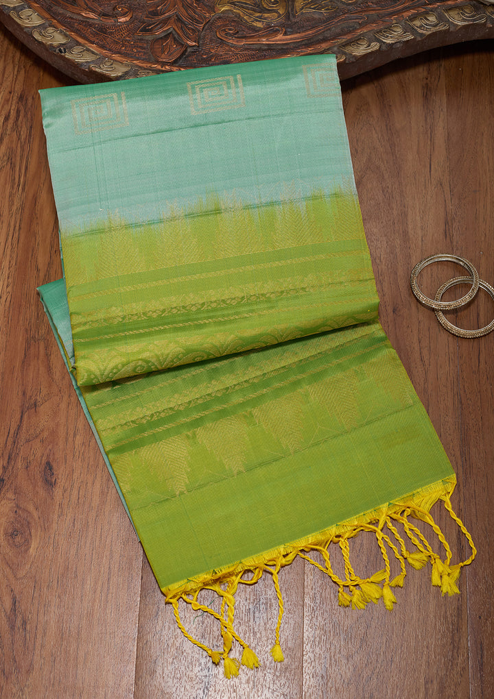Sea Green Pure Opada Silk Buti Saree With Matching Blouse Piece
