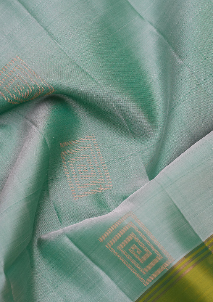 Sea Green Pure Opada Silk Buti Saree With Matching Blouse Piece