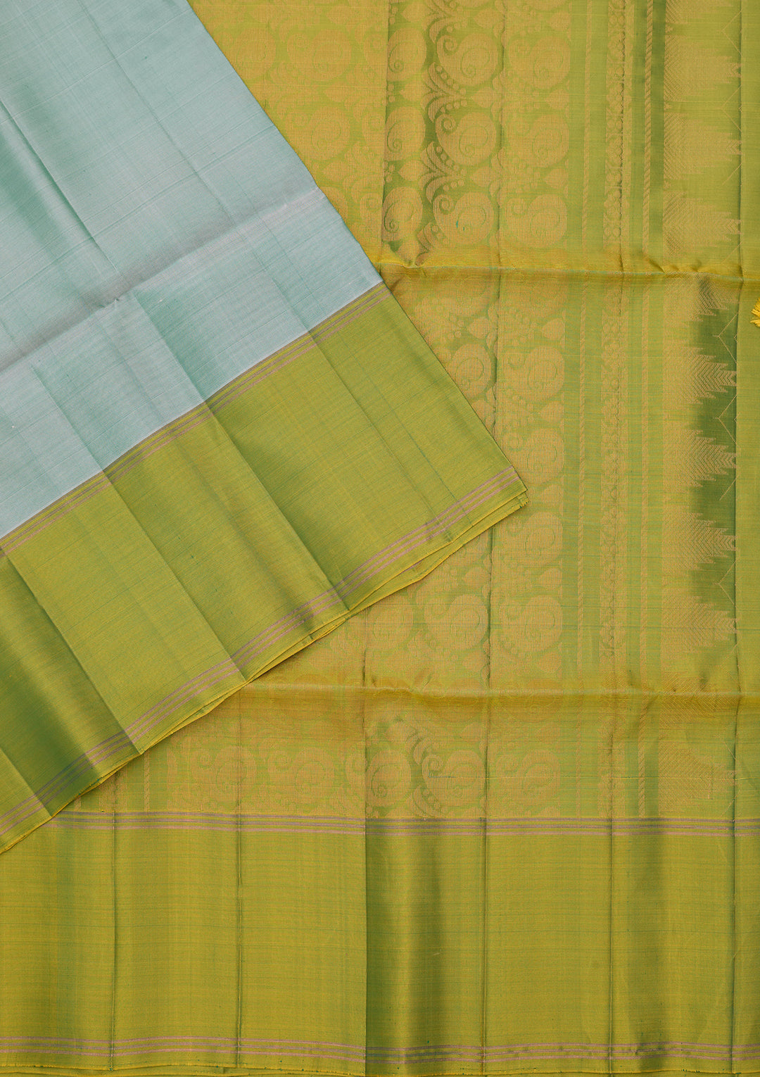 Sea Green Pure Opada Silk Buti Saree With Matching Blouse Piece