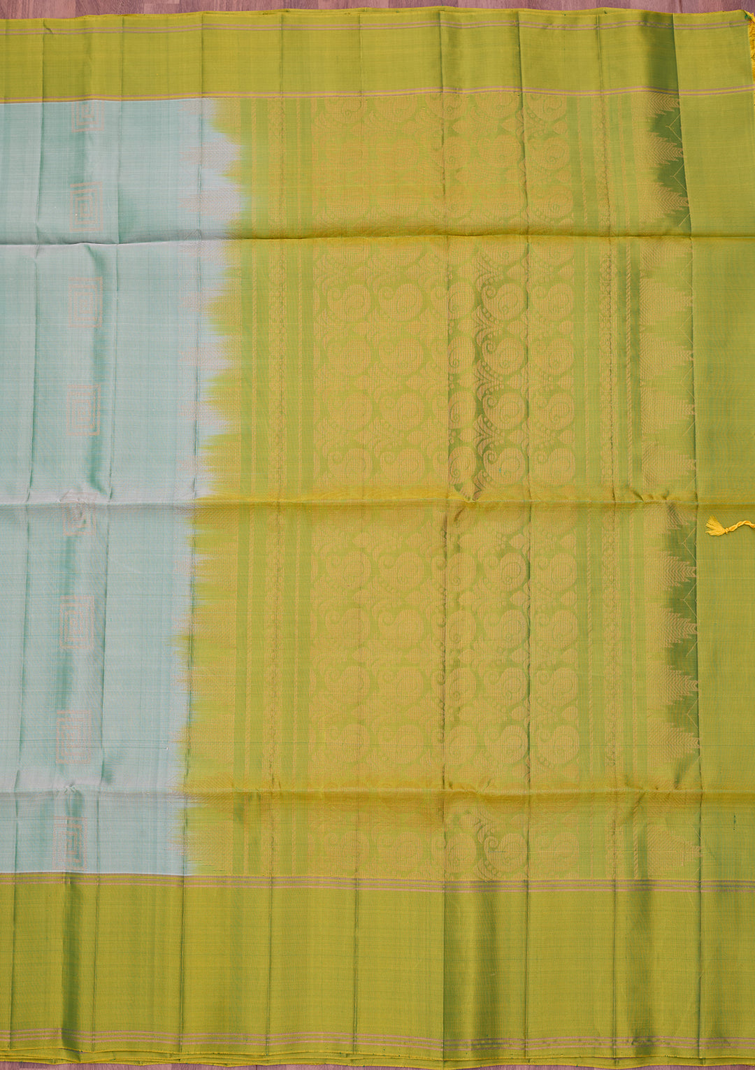 Sea Green Pure Opada Silk Buti Saree With Matching Blouse Piece