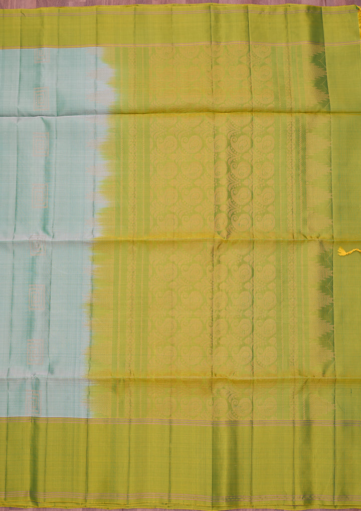 Sea Green Pure Opada Silk Buti Saree With Matching Blouse Piece
