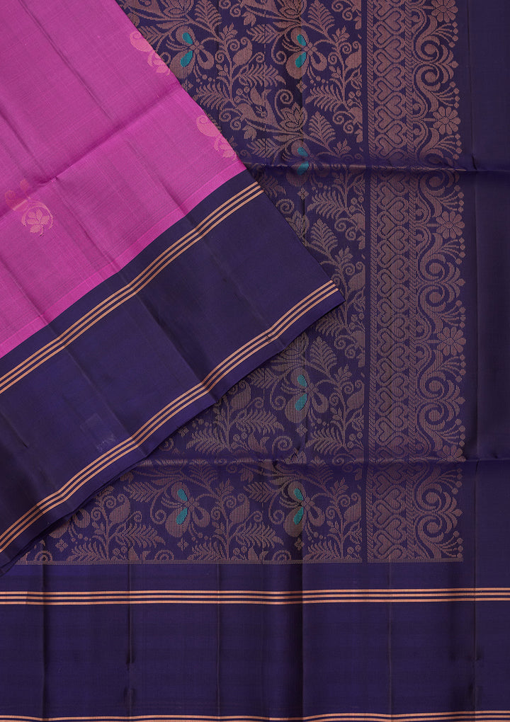 Wine Pure Opada Silk Buti Saree With Matching Blouse Piece