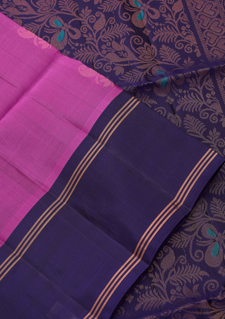 Wine Pure Opada Silk Buti Saree With Matching Blouse Piece