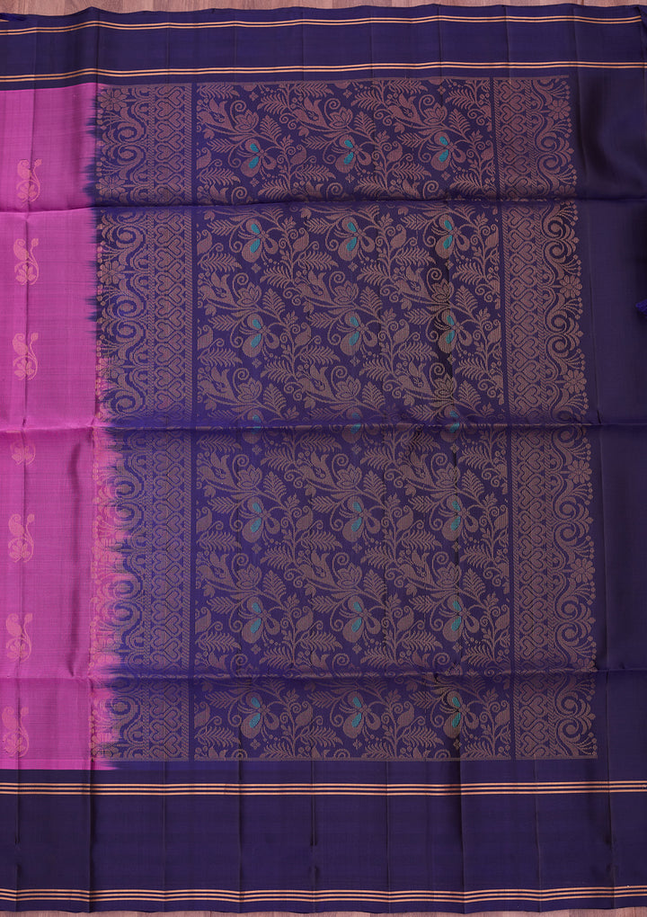 Wine Pure Opada Silk Buti Saree With Matching Blouse Piece