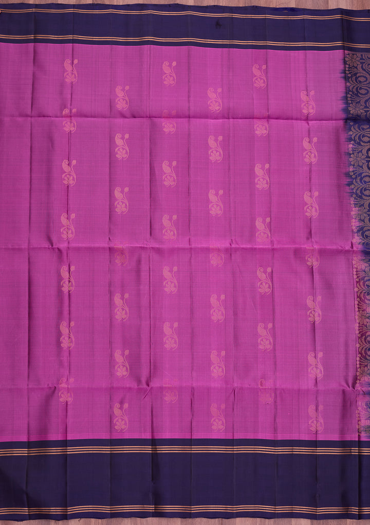 Wine Pure Opada Silk Buti Saree With Matching Blouse Piece