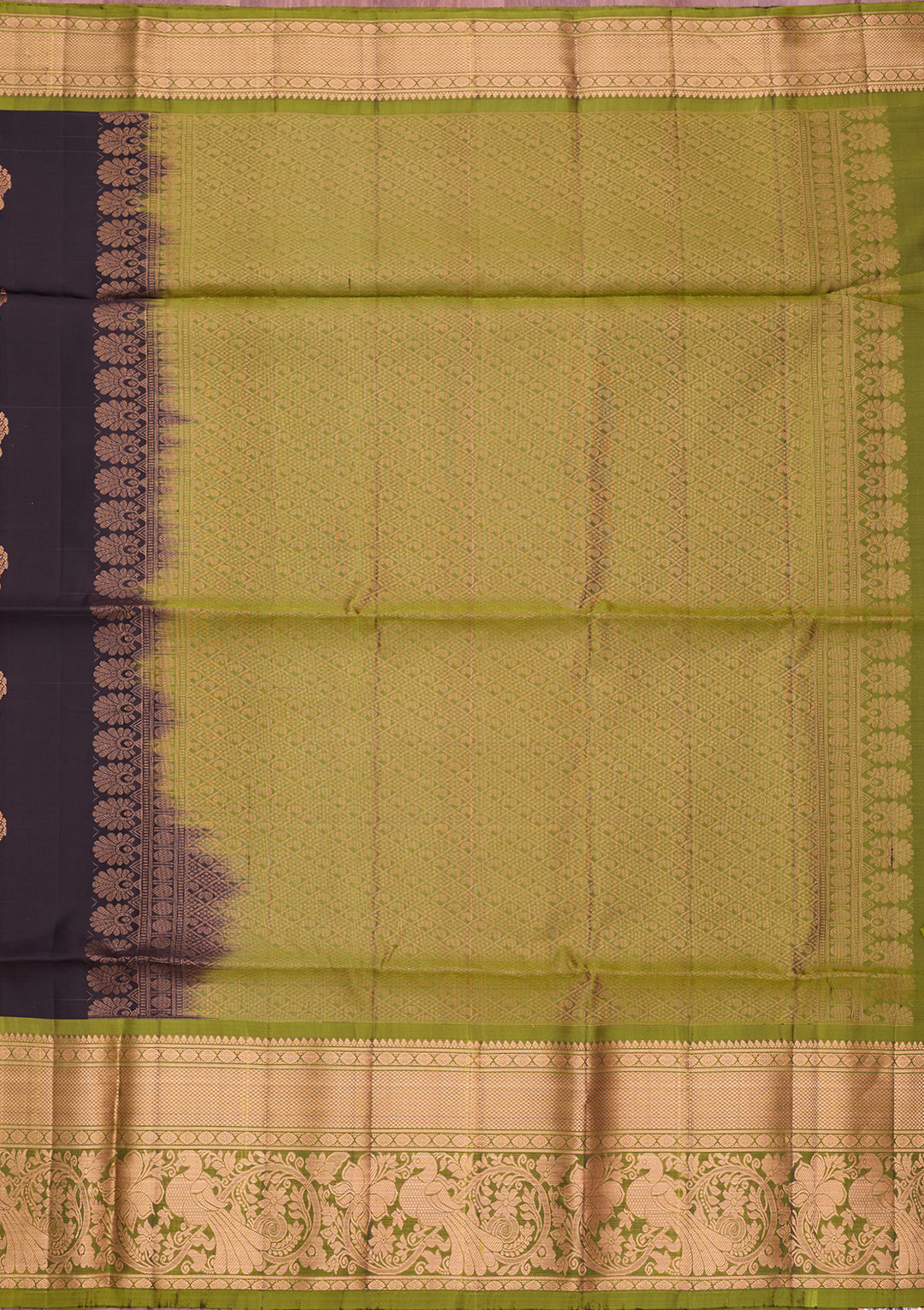 Black Pure Opada Silk Buti Saree With Matching Blouse Piece