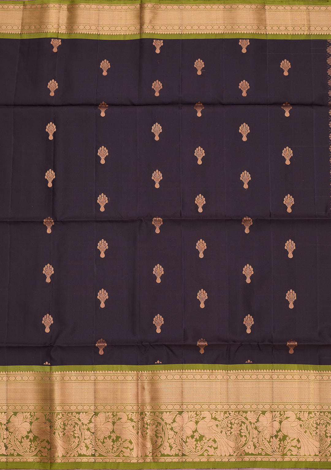 Black Pure Opada Silk Buti Saree With Matching Blouse Piece