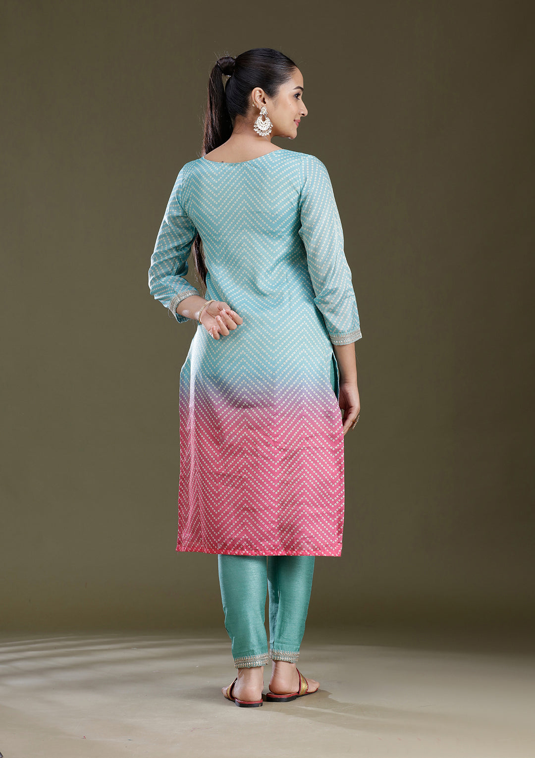 Sky Blue Sequins Soft Raw Silk Readymade Salwar Suit