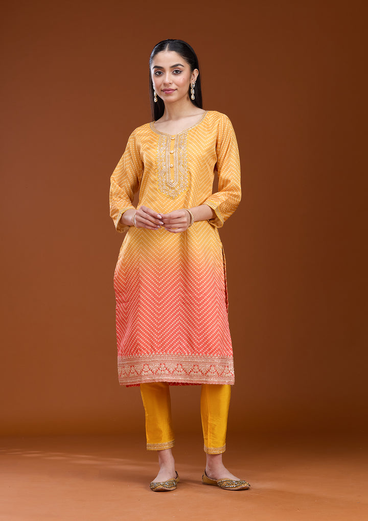 Yellow Sequins Soft Raw Silk Readymade Salwar Suit
