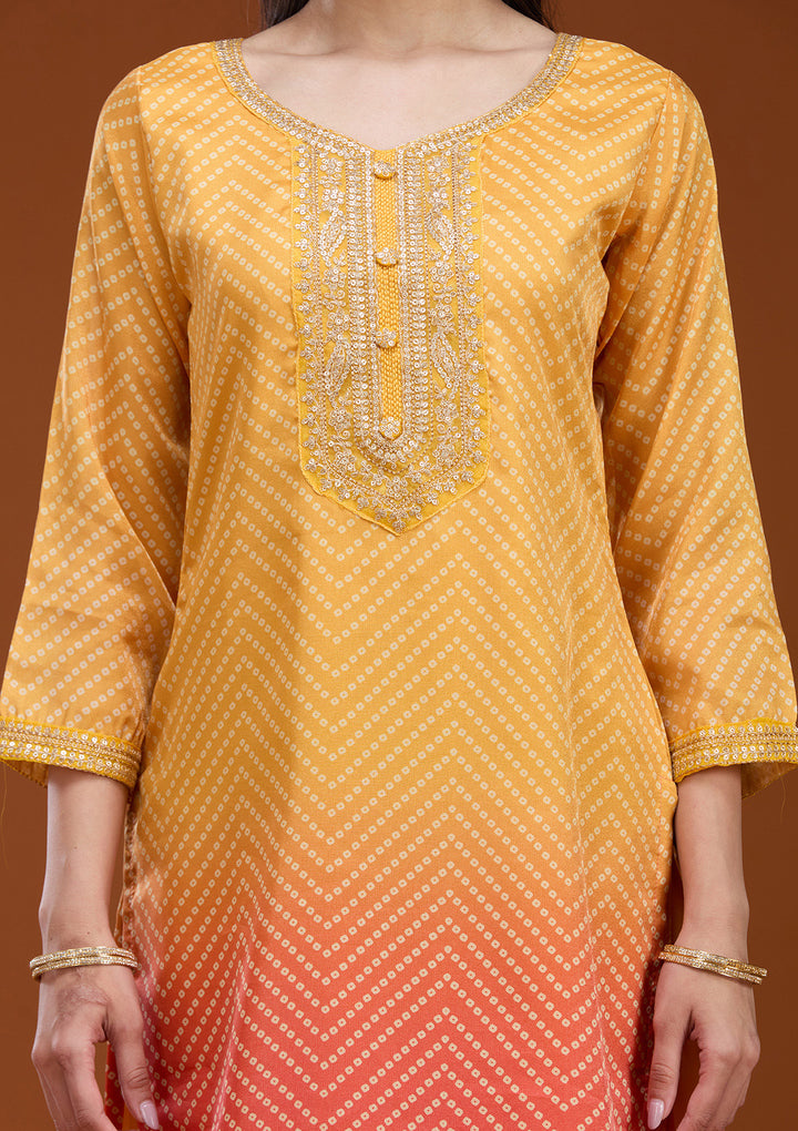 Yellow Sequins Soft Raw Silk Readymade Salwar Suit