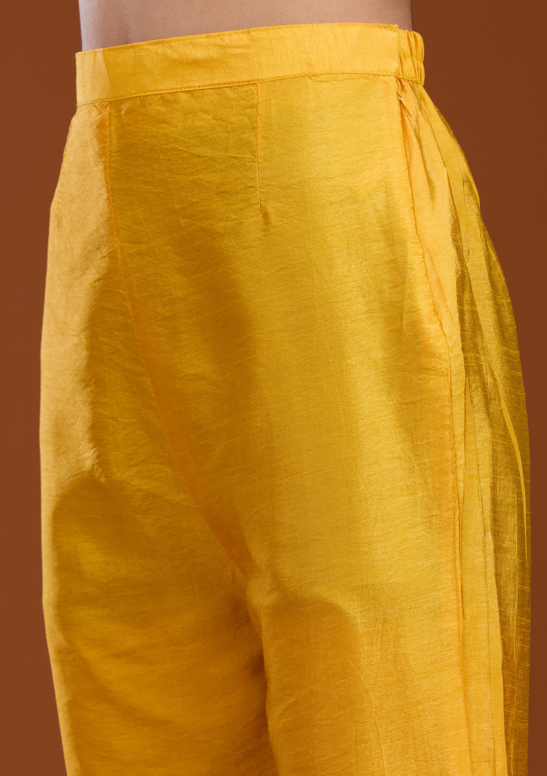 Yellow Sequins Soft Raw Silk Readymade Salwar Suit