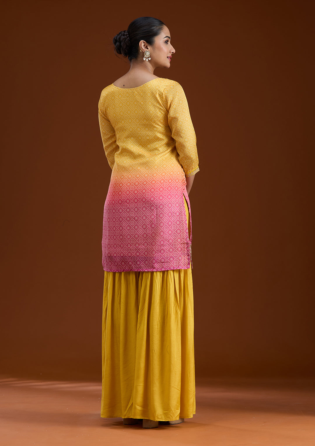 Yellow Sequins Soft Raw Silk Readymade Sharara Suit