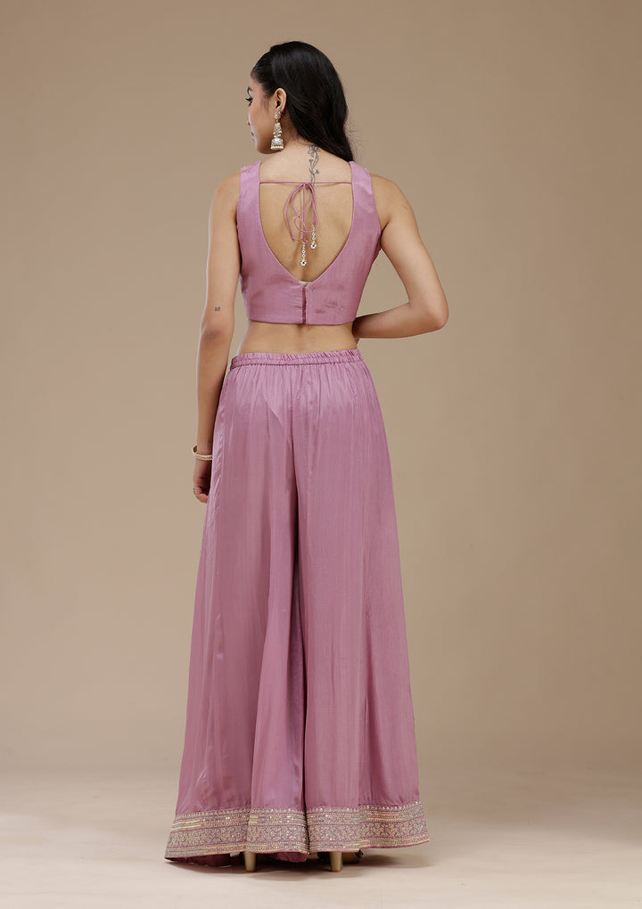 Lavender Zariwork (Gold) Crepe Readymade Salwar Suit