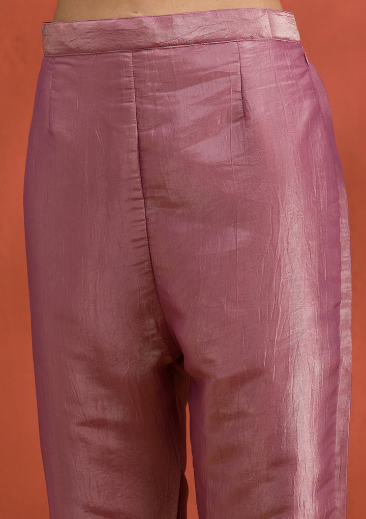 Mauve Threadwork Semi Crepe Readymade Salwar Suit