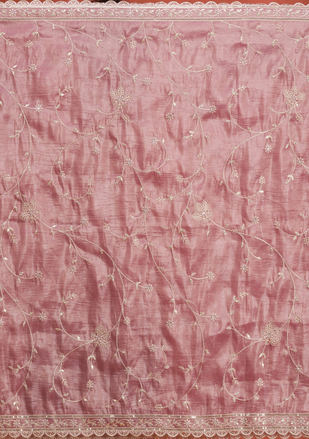 Mauve Threadwork Semi Crepe Readymade Salwar Suit