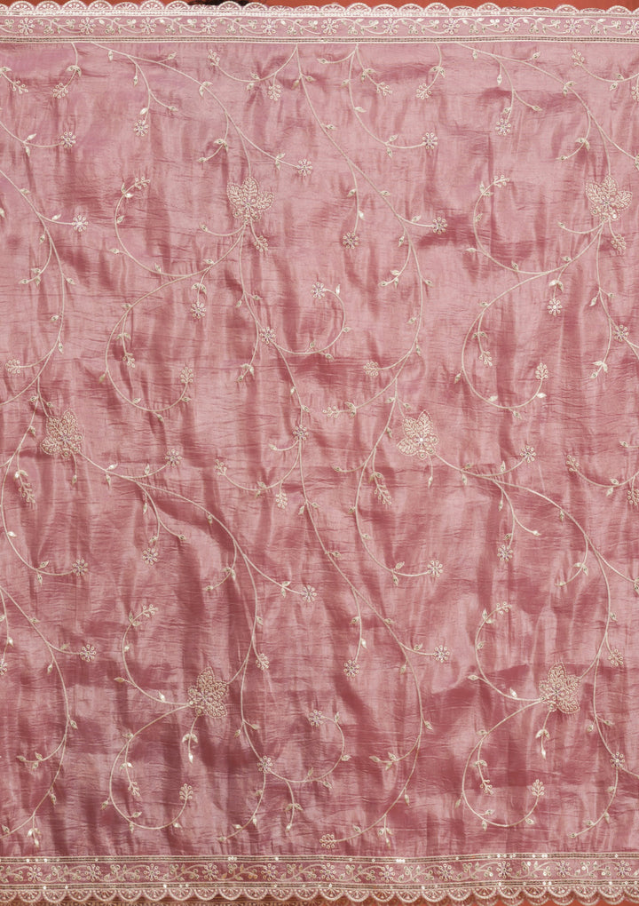 Mauve Threadwork Semi Crepe Readymade Salwar Suit