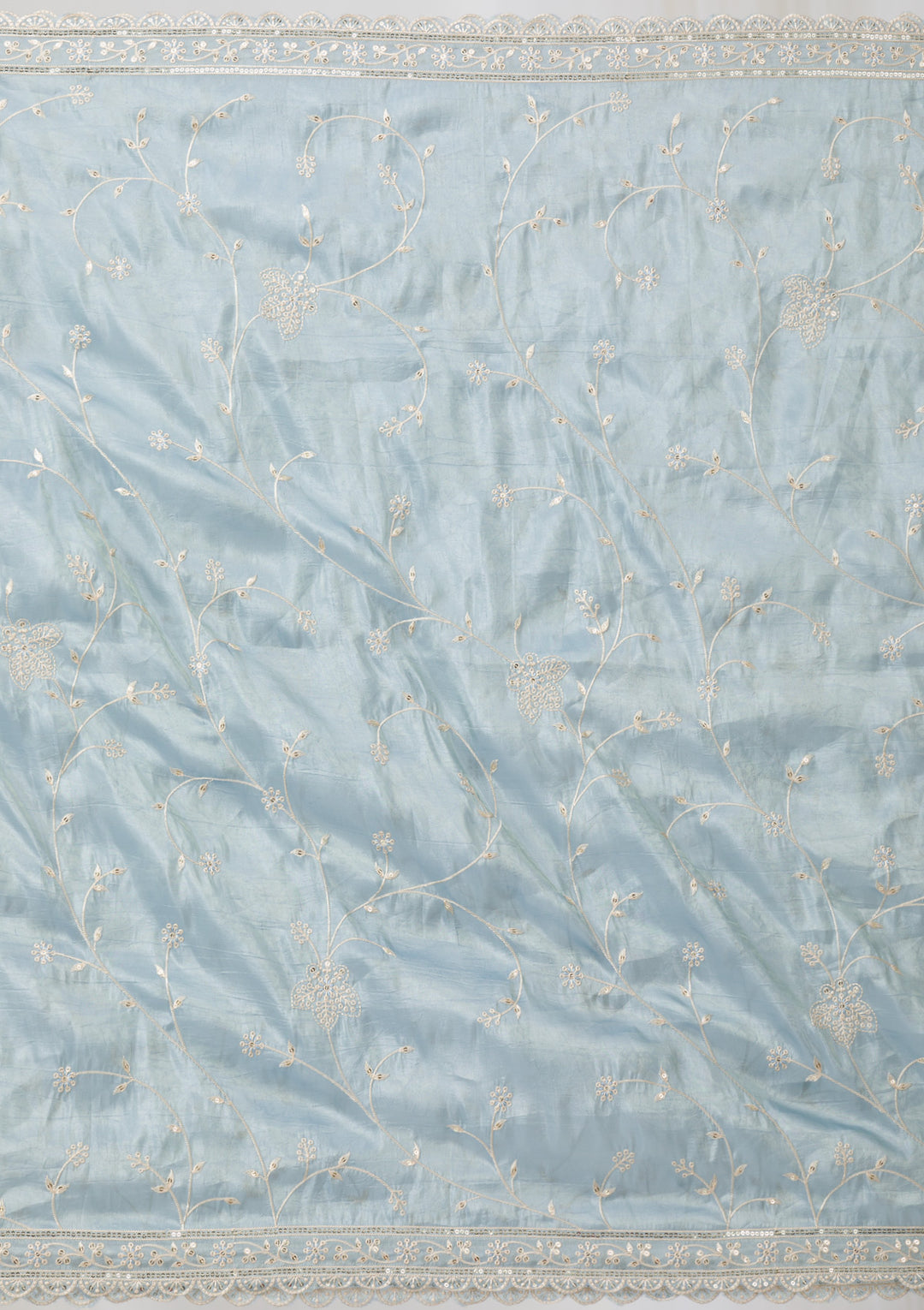 Sea Green Threadwork Semi Crepe Readymade Salwar Suit