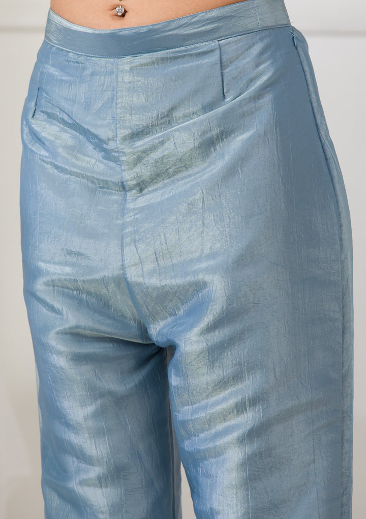 Sea Green Threadwork Semi Crepe Readymade Salwar Suit