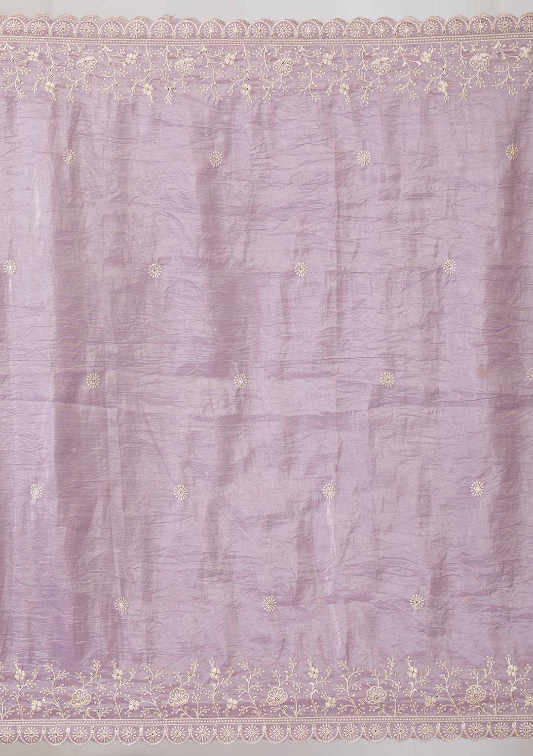 Lavender Threadwork Semi Crepe Readymade Sharara Suit