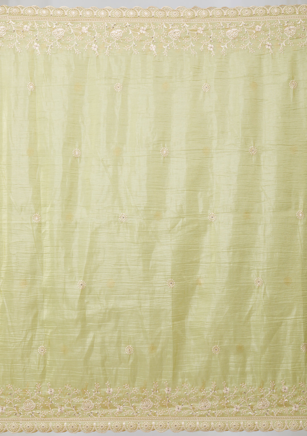 Pista Green Threadwork Semi Crepe Readymade Sharara Suit