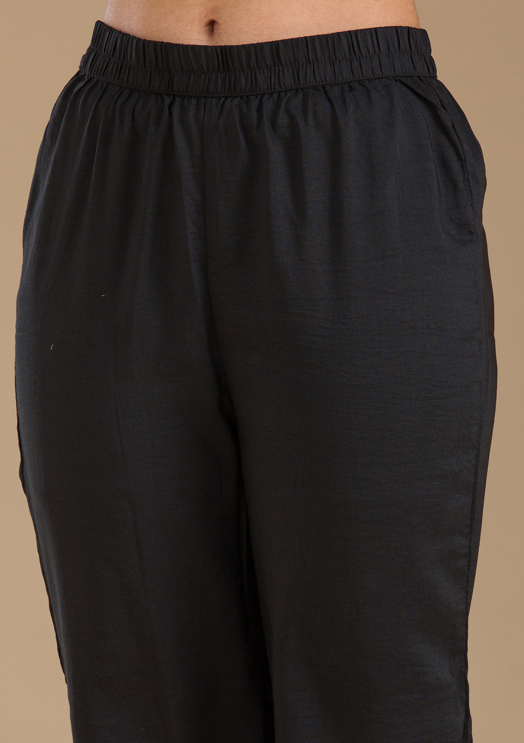 Black Threadwork Semi Crepe Readymade Salwar Suit