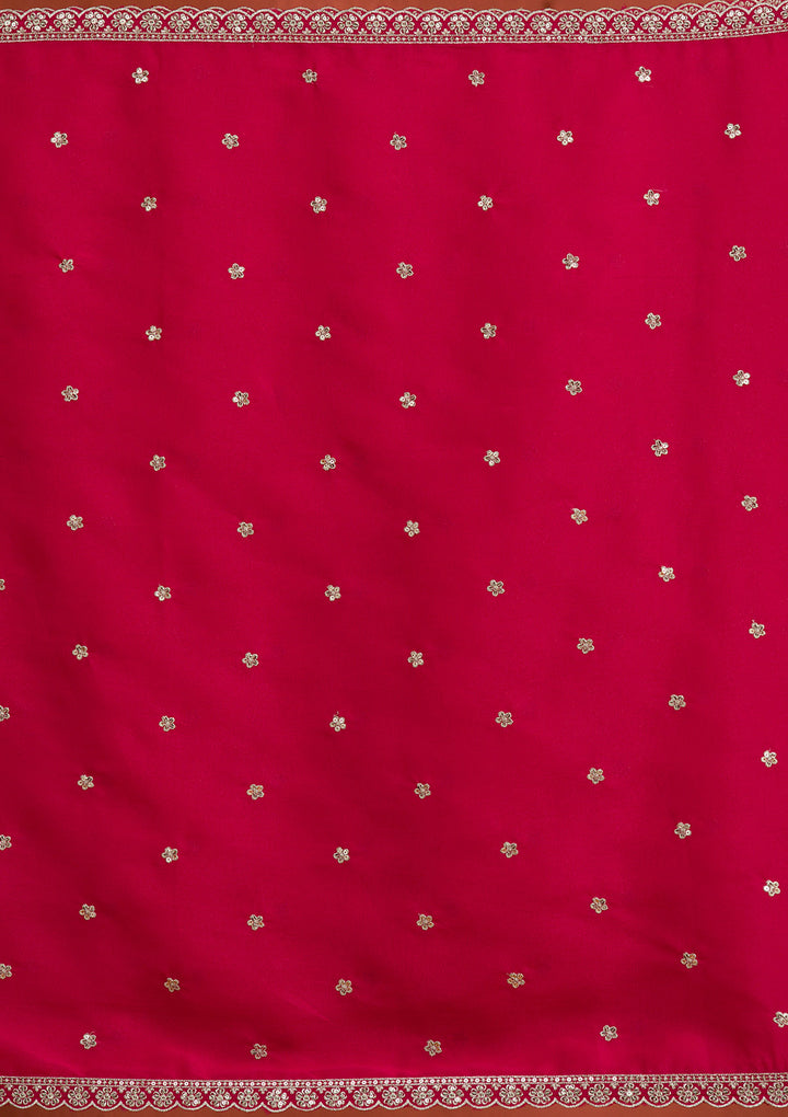 Rani Pink Silver Zariwork Georgette Readymade Sharara Suit