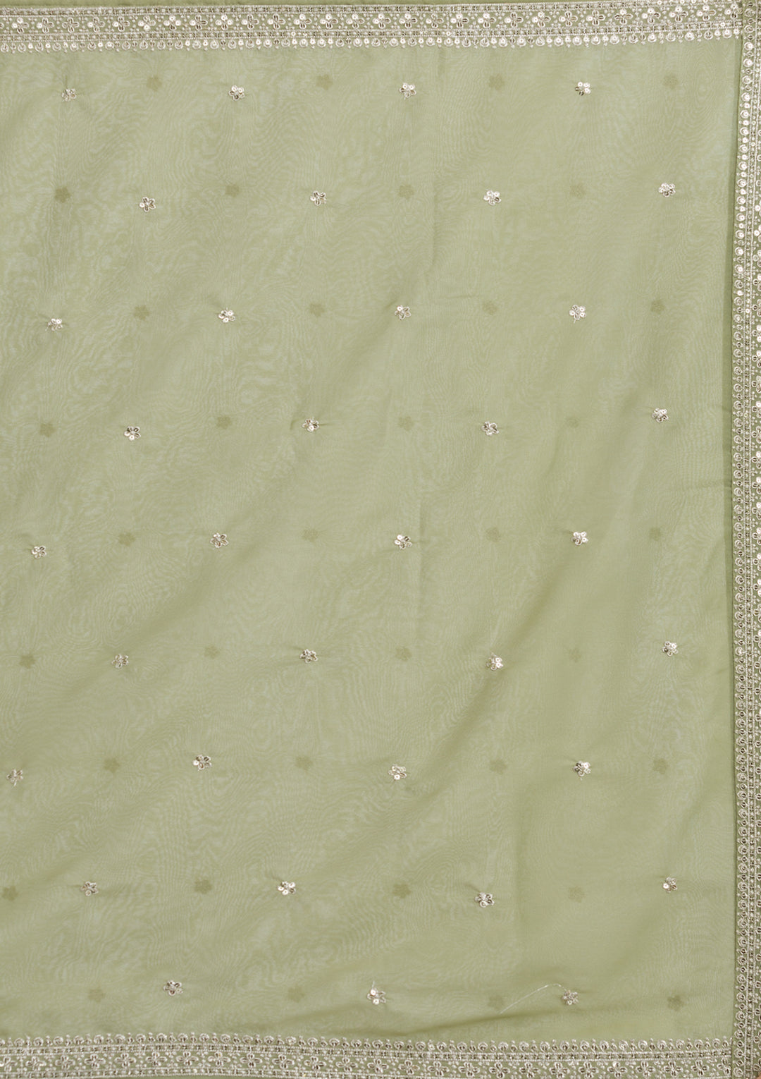 Pista Green Silver Zariwork Georgette Readymade Salwar Suit