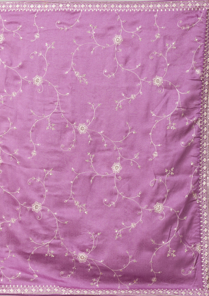 Lavender Sequins Raw Silk Readymade Salwar Suit