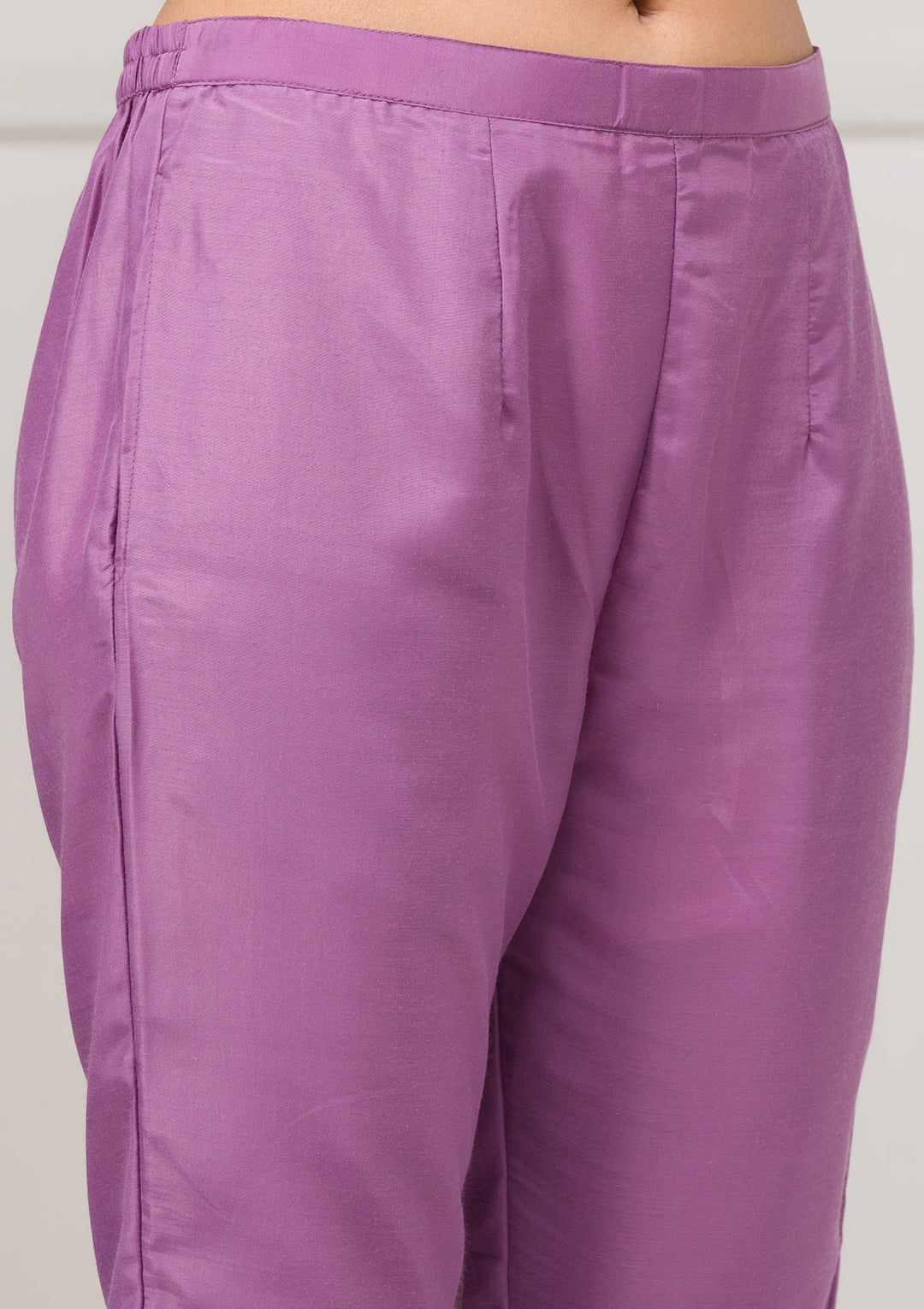 Lavender Sequins Raw Silk Readymade Salwar Suit